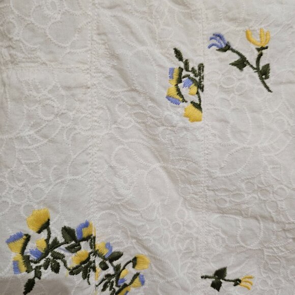 Anthropologie White embroidered cotton top with corset detail - Picture 4 of 9